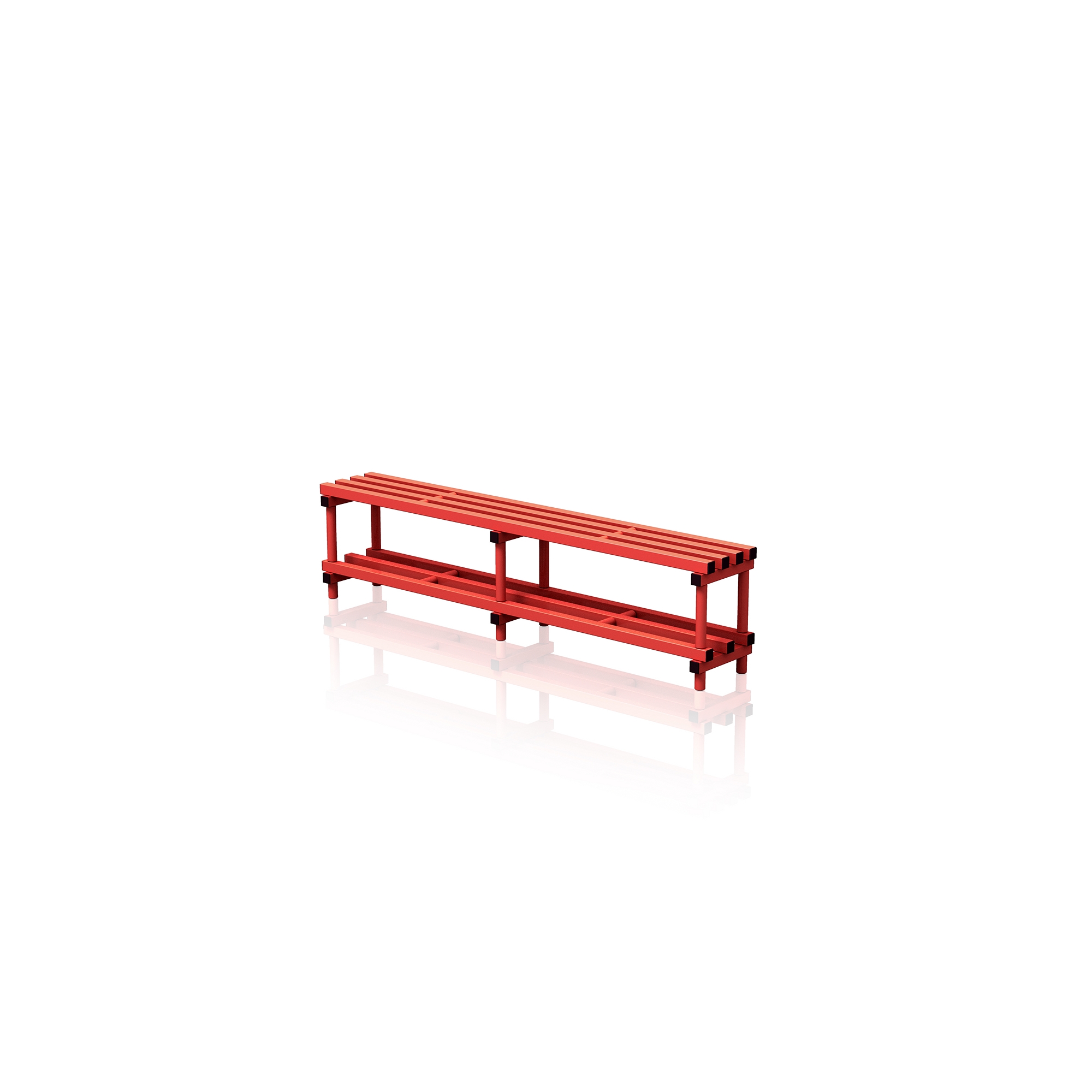 Bench With Bottom Shelf Large Red